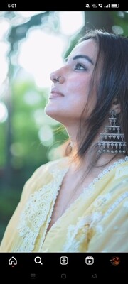 Hina Khan Inspired Silver Look-alike Step Earrings
