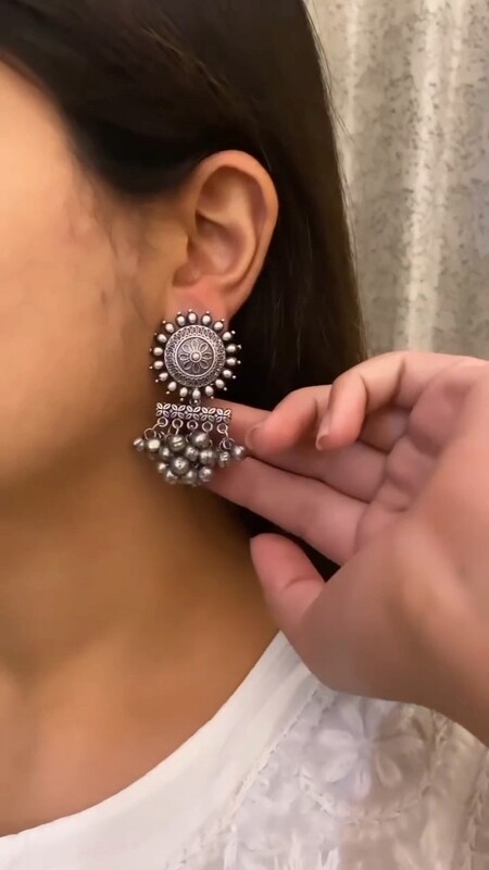 Silver Look-alike Ghungroo Studs