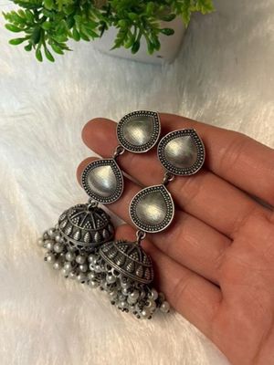 Silver Look-alike Jhumkas