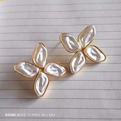Matte Gold Pearl Studs
