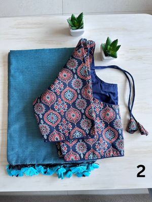 Khadi Cotton Saree with Stitched Blouse