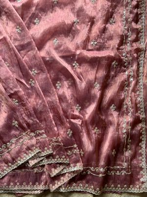 Luxury Gold Crush Hand-Embroidered Saree with Designer Stitched Blouse