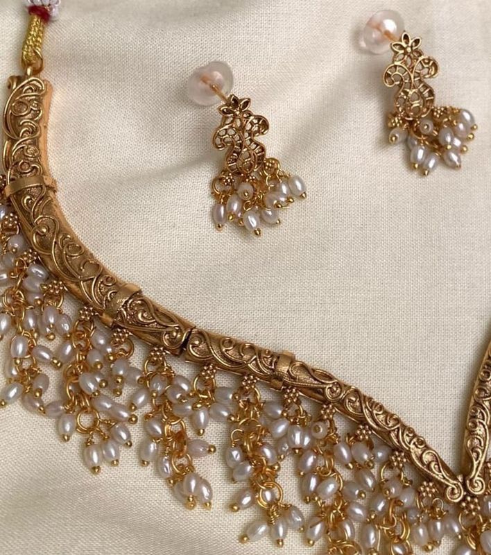 Traditional Rice Pearls Necklace Set