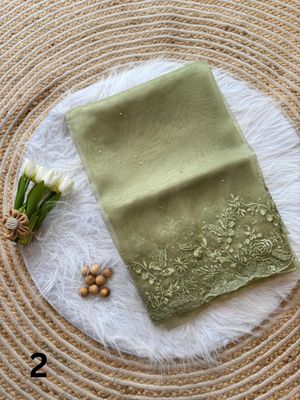 Floral Embroidered Organza Saree