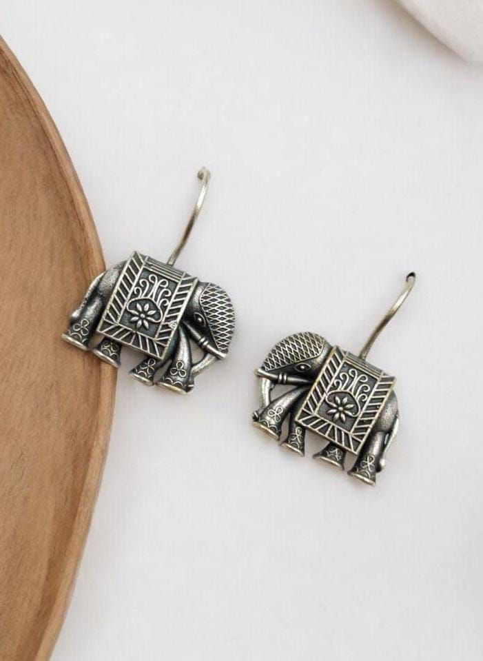 Silver Lookalike Elephant Hook Earrings
