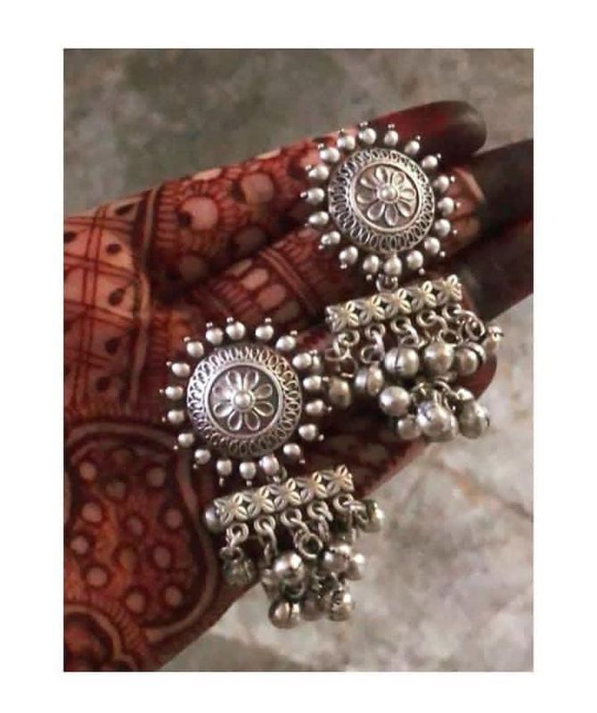 Silver Look-alike Ghungroo Studs