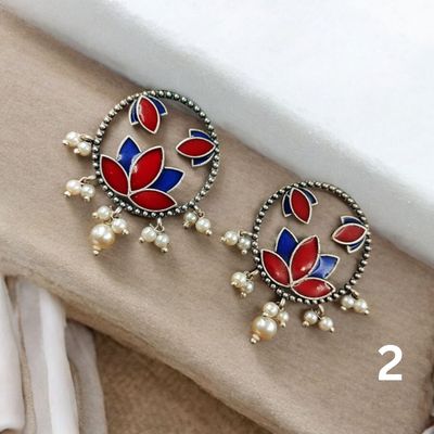 Meenakari Floral Stud Earrings