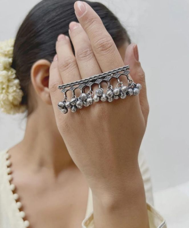 Ghungroo Statement Oxidized Finger Ring