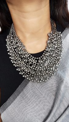 Layered Oxidised Ghungroo Necklace
