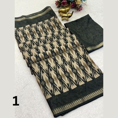 Pure Tussar silk saree with all-over Ikat print