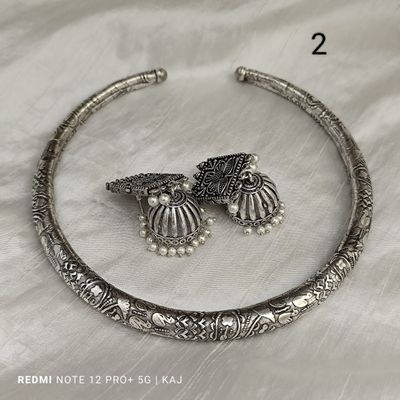 Oxidized Hasli With Jhumkas