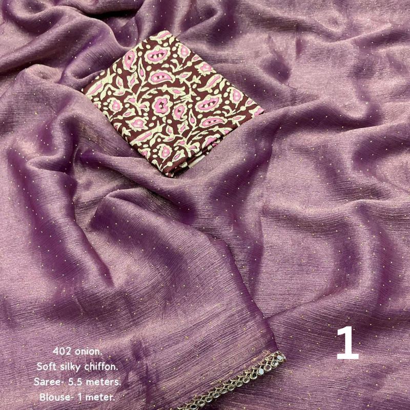 Soft Chiffon Saree With All-over Stone Work