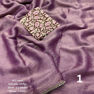 Soft Chiffon Saree With All-over Stone Work