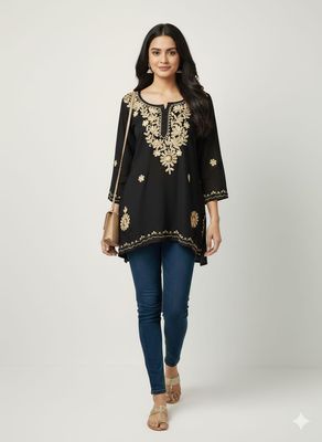 Rayon Chikankari Short Kurti
