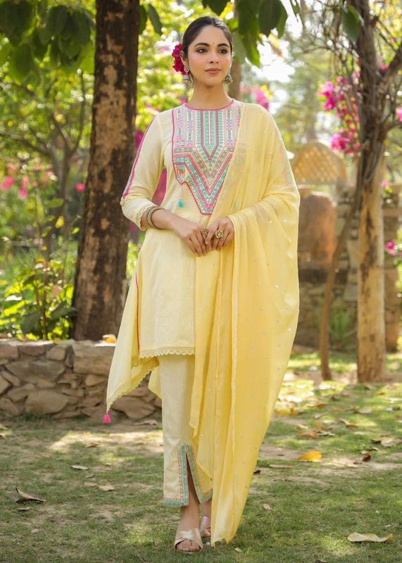 Elegant Cotton Embroidered 3-Piece Set