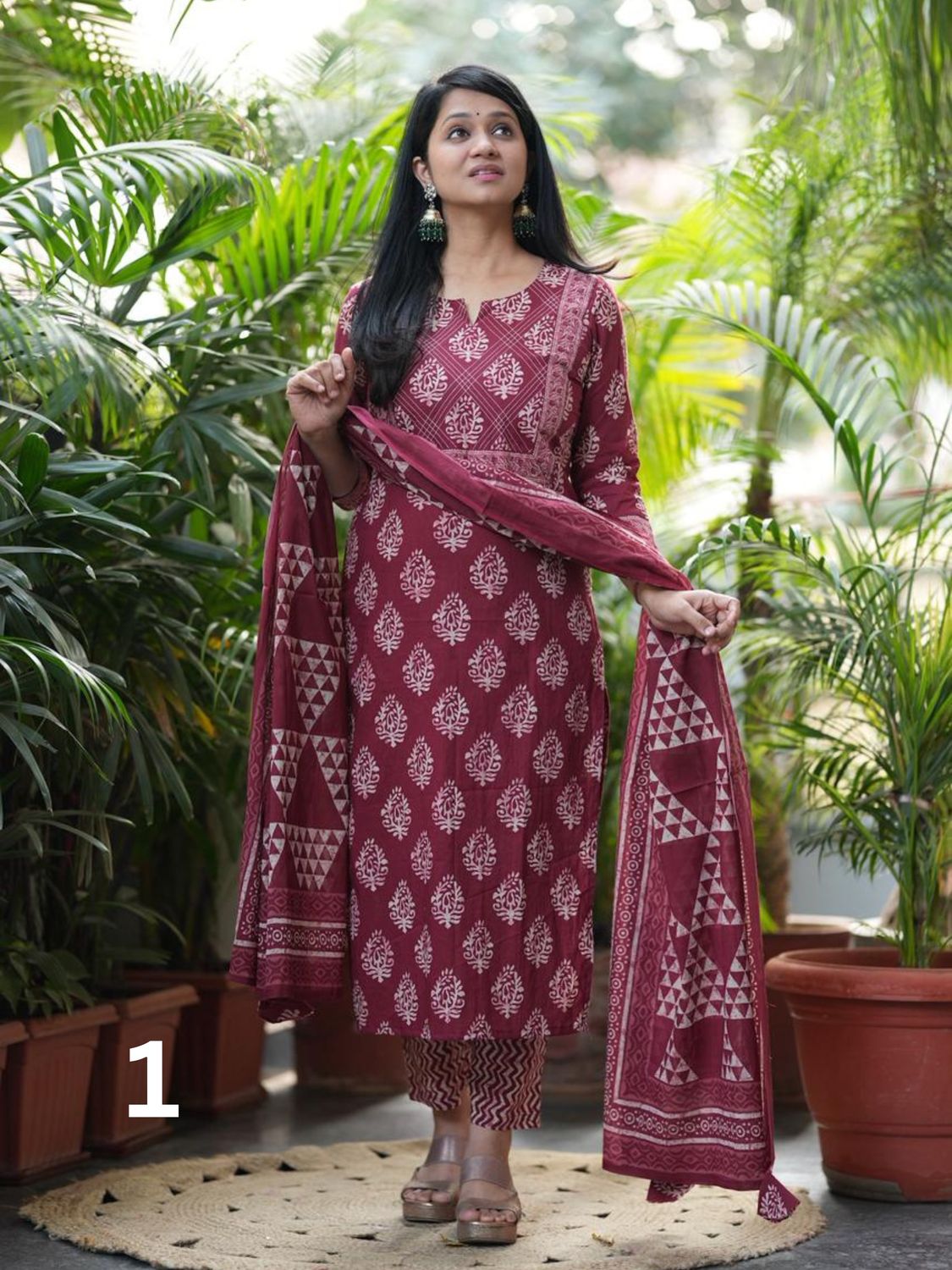 Jaipuri Bagru Print Kurtaset with Dupatta