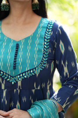 Ikkat Print Anarkali Suit Set