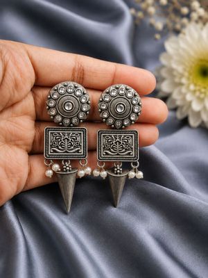 Floral Dangler Statement Earrings