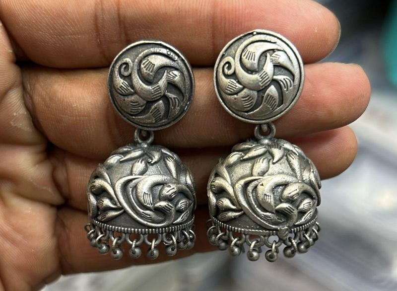 Silver Look-alike Jhumkas