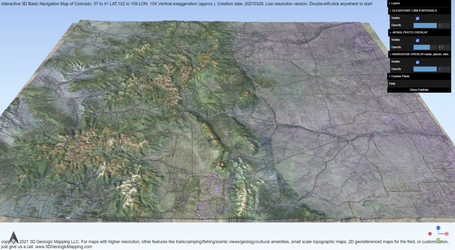 3D Navigation Map of Colorado