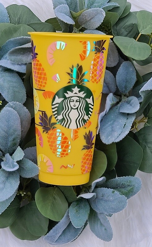 Starbucks Venti Color changing cup with Pineapple design
