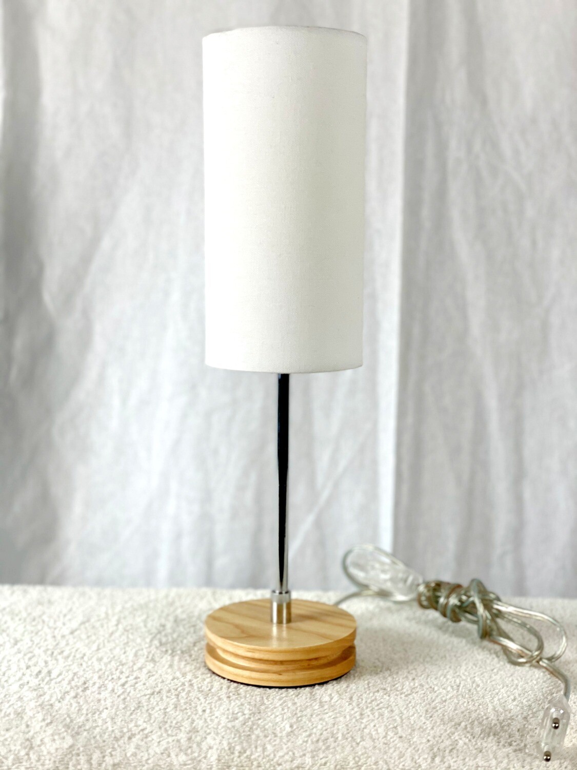 Slim desk lamp with bamboo base