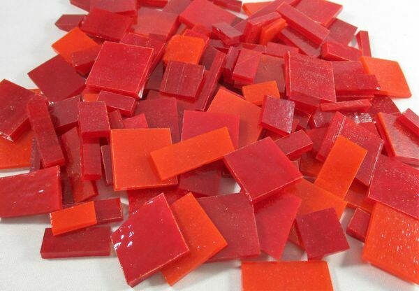 Red & Orange Mix Stained Glass Offcuts 1/2 Lb
