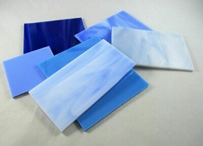 1/2 lb Assorted Blue Stained Glass Large Pieces