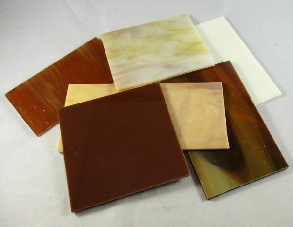1/2 lb Brown,Amber & Tan Stained Glass Large Pieces