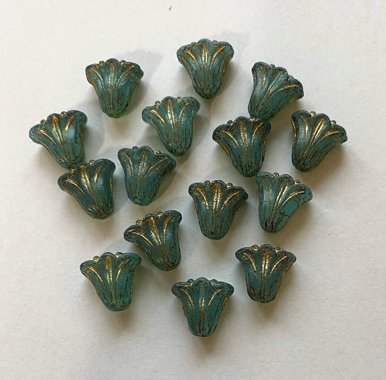 Cottage Blue Czech Glass Tulips