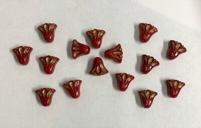 Red w/ Gold Czech Glass Tulips