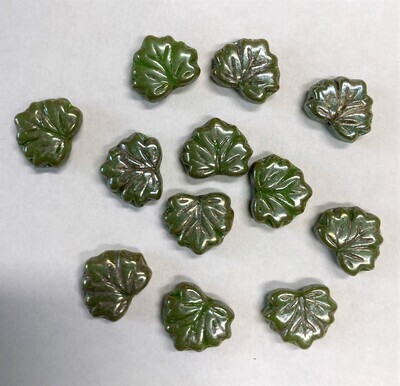 Fern Green  Maple Leaves - Czech Glass