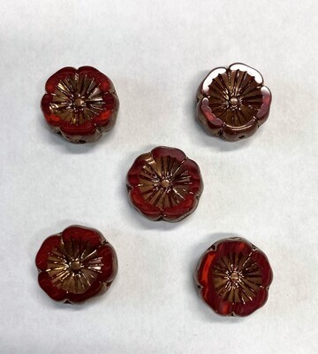 Ladybug Red Glass Hibiscus Flowers 14 mm