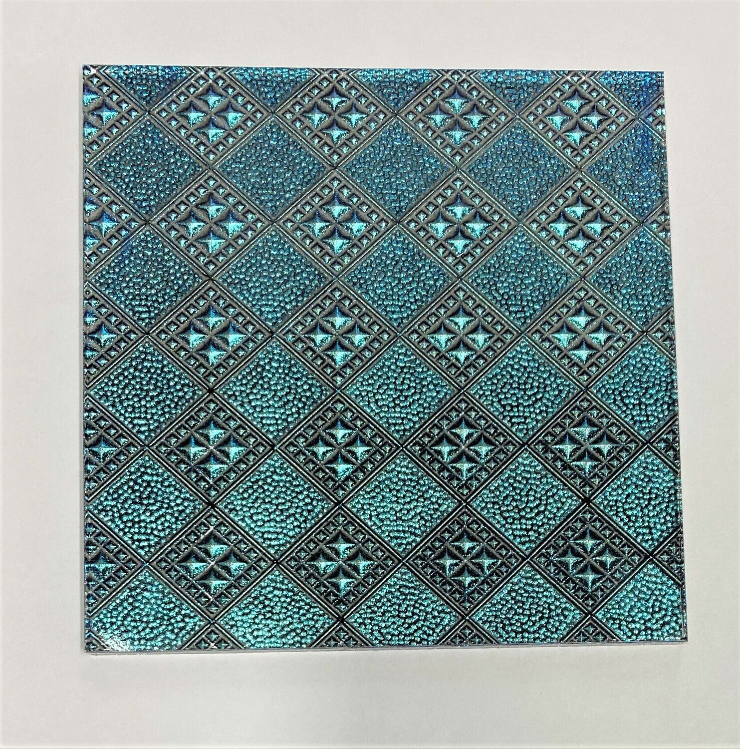 Turquoise Sparkle Diamond Glass Sheet 4" x 4"