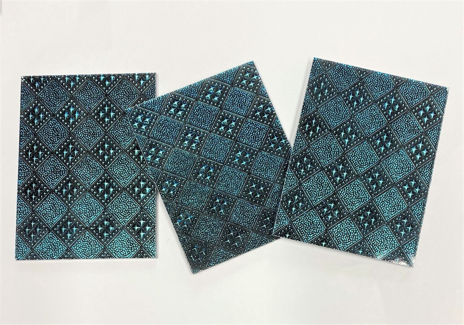 4" x 3"Turquoise Sparkle Diamond Glass -3 pieces