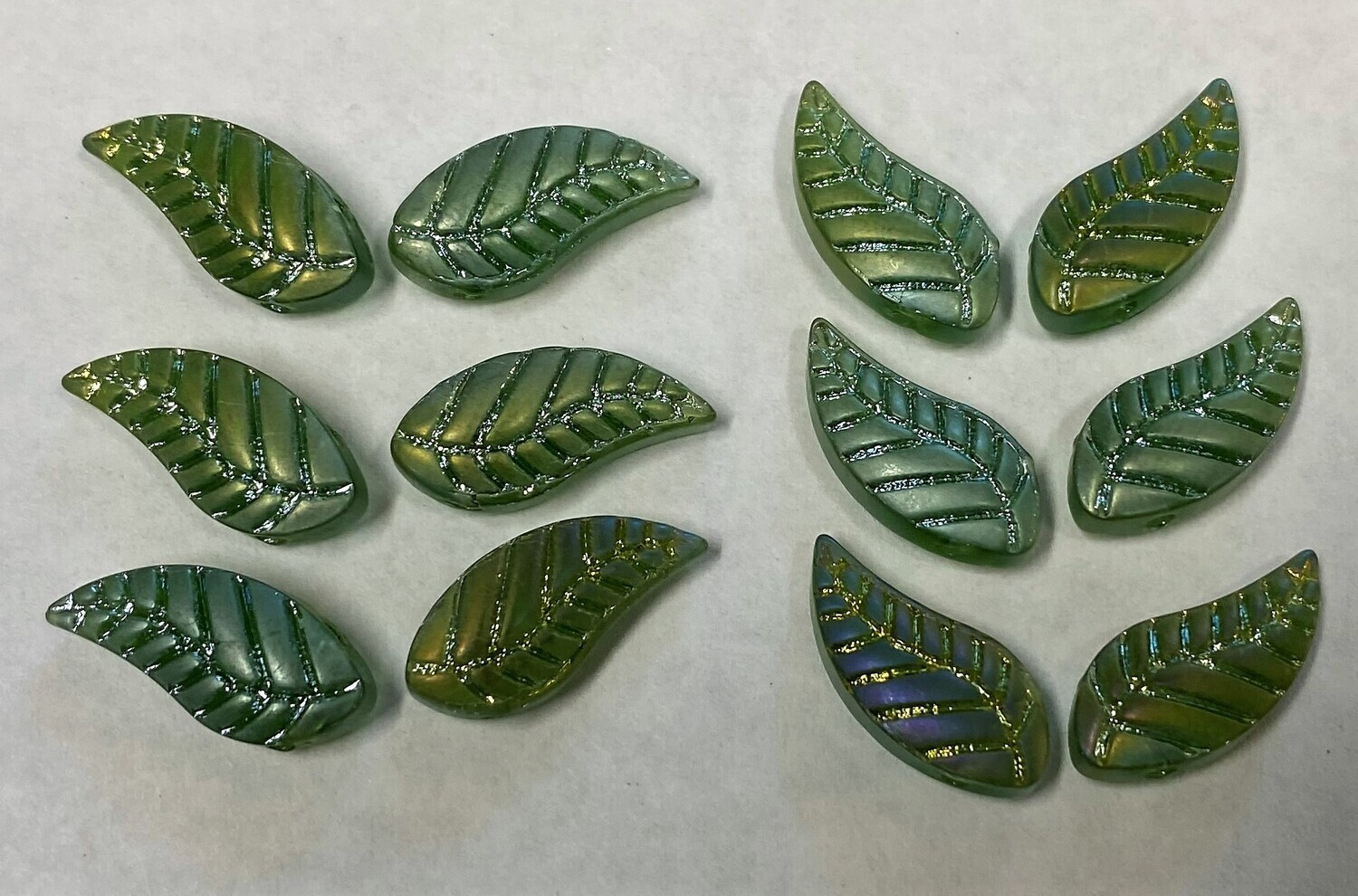 Large Light Green Metallic Glass Leaves