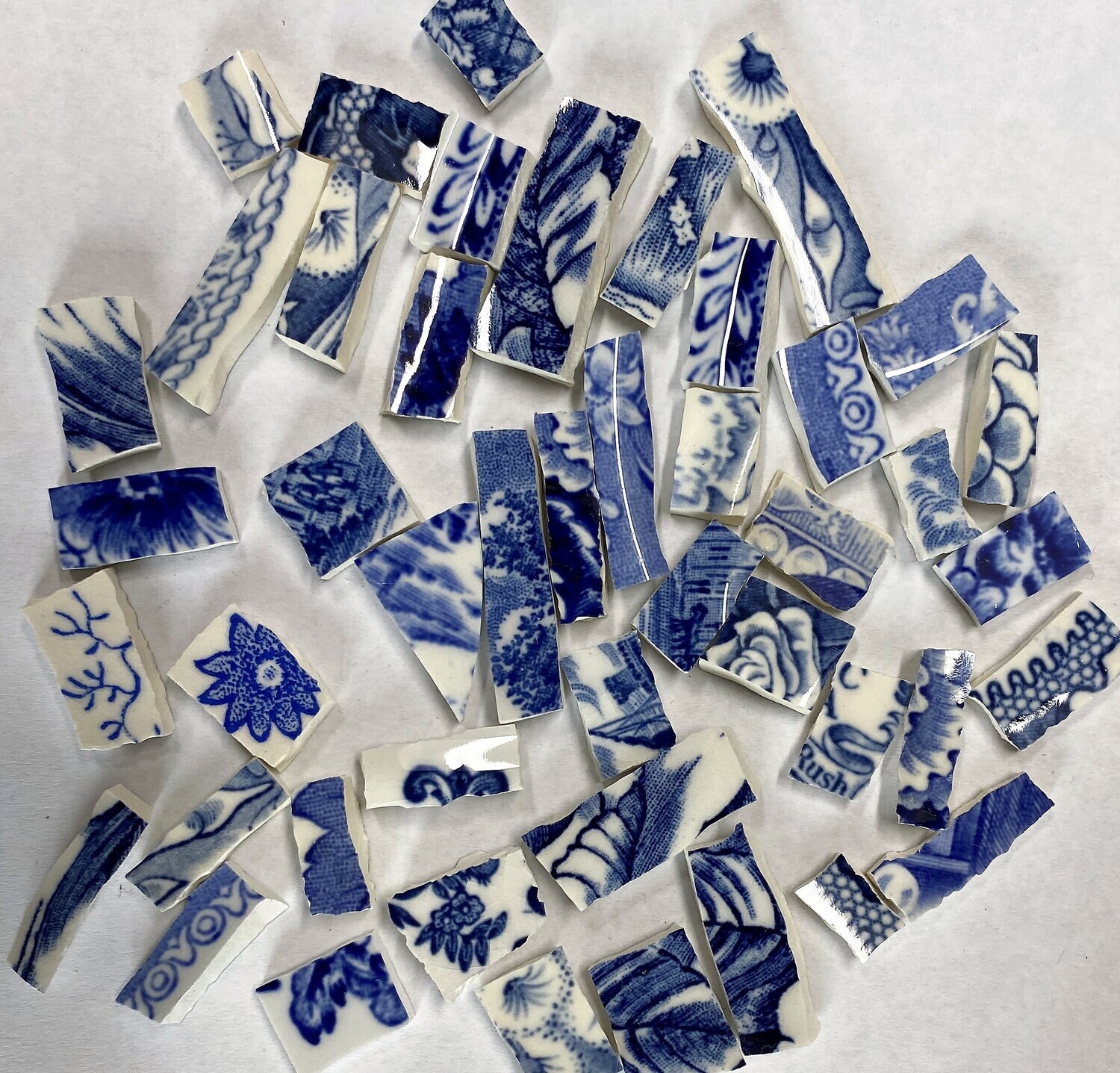 50 Blue Transferware Little Bits China Mosaic Tiles