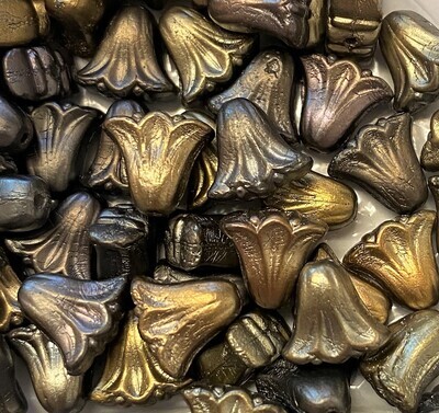 Metallic Gold & Silver Czech Glass Tulips