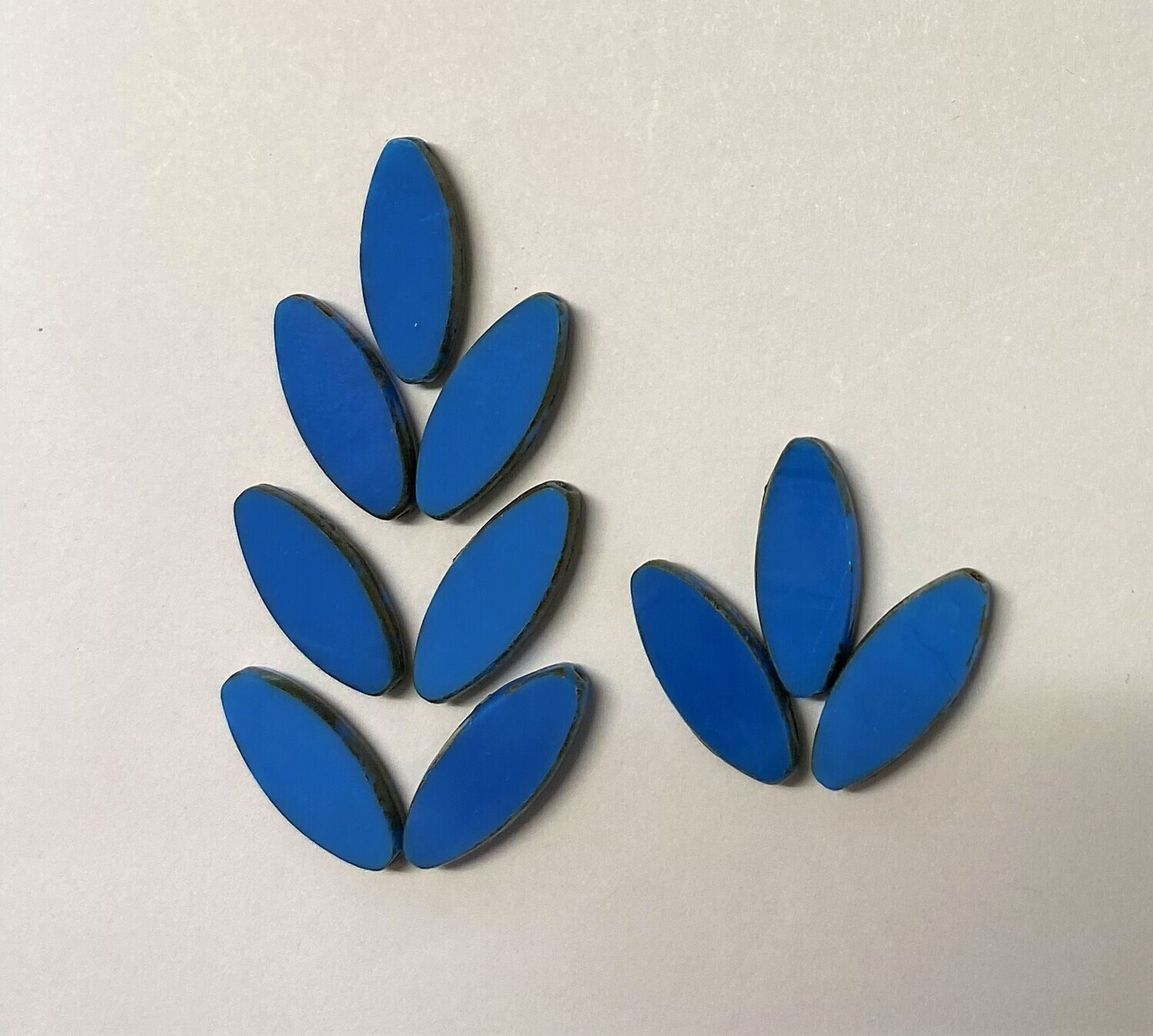10 Azure Blue Czech Glass Petals