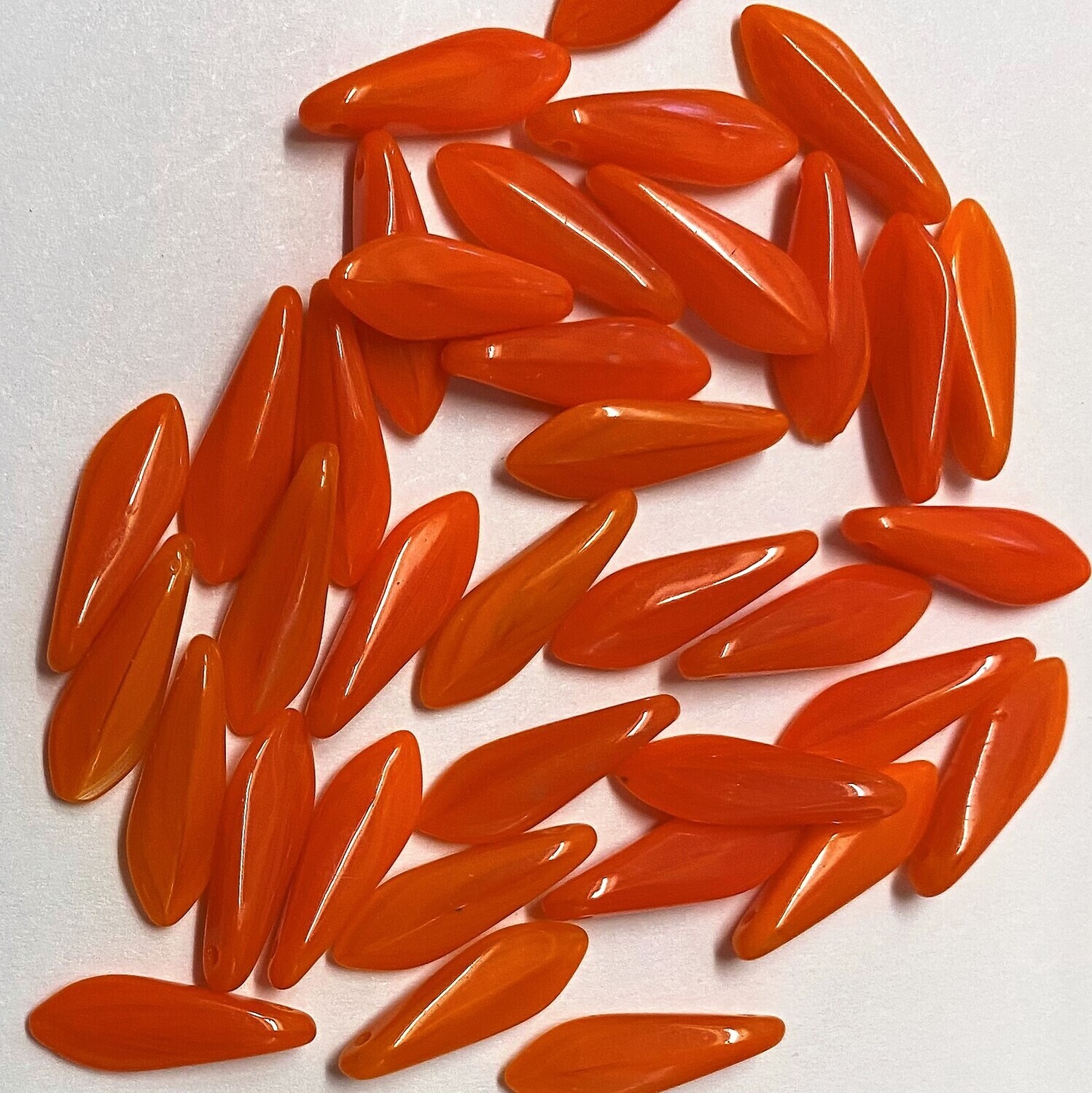 20 Orange Czech Glass Thin Petals