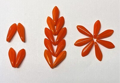 20 Orange Czech Glass Thin Petals