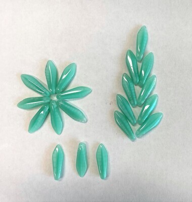 20 Turquoise Czech Glass Thin Petals