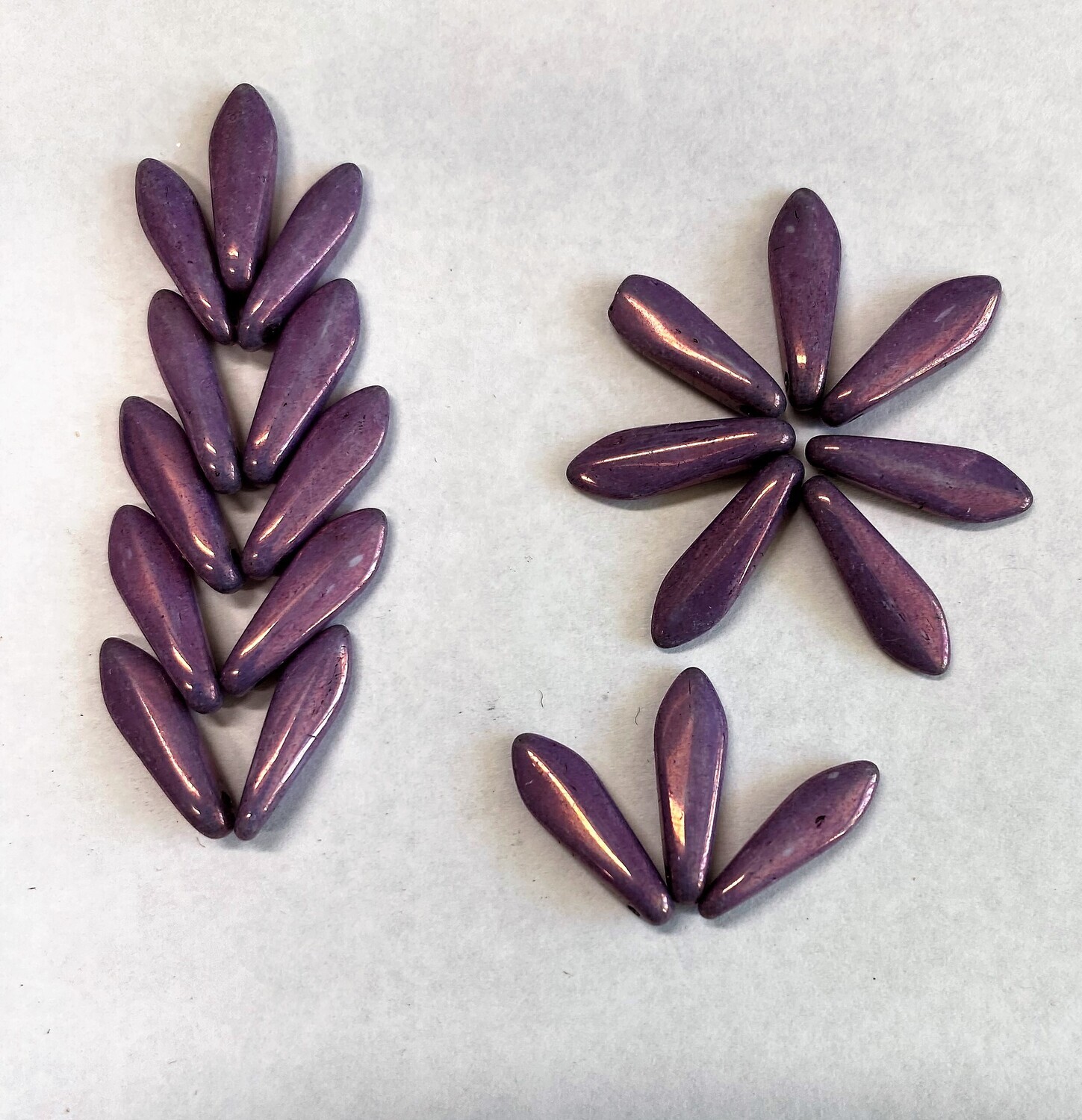20 Purple Luster Czech Glass Thin Petals
