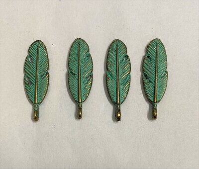 Metal Feather Charms -Teal