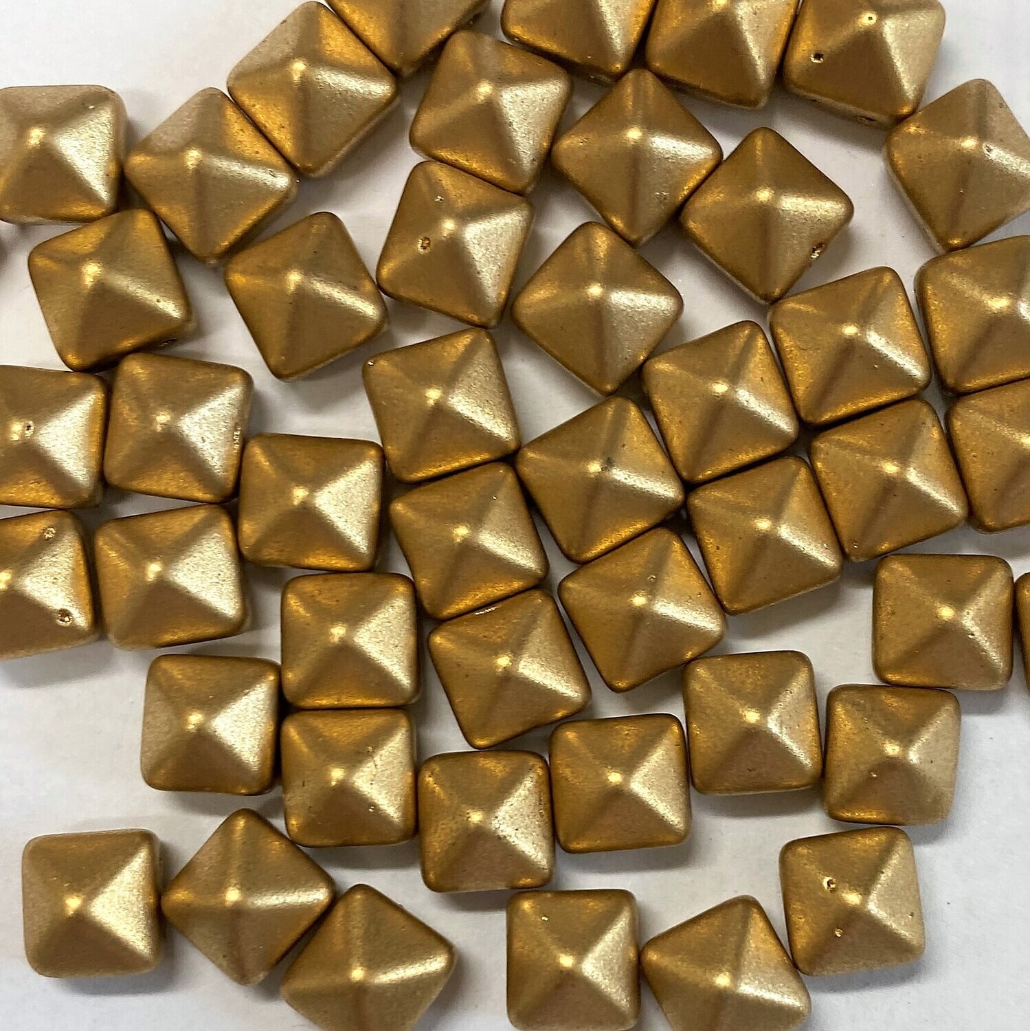 8mm Matte Gold Pyramid Czech Cabochons