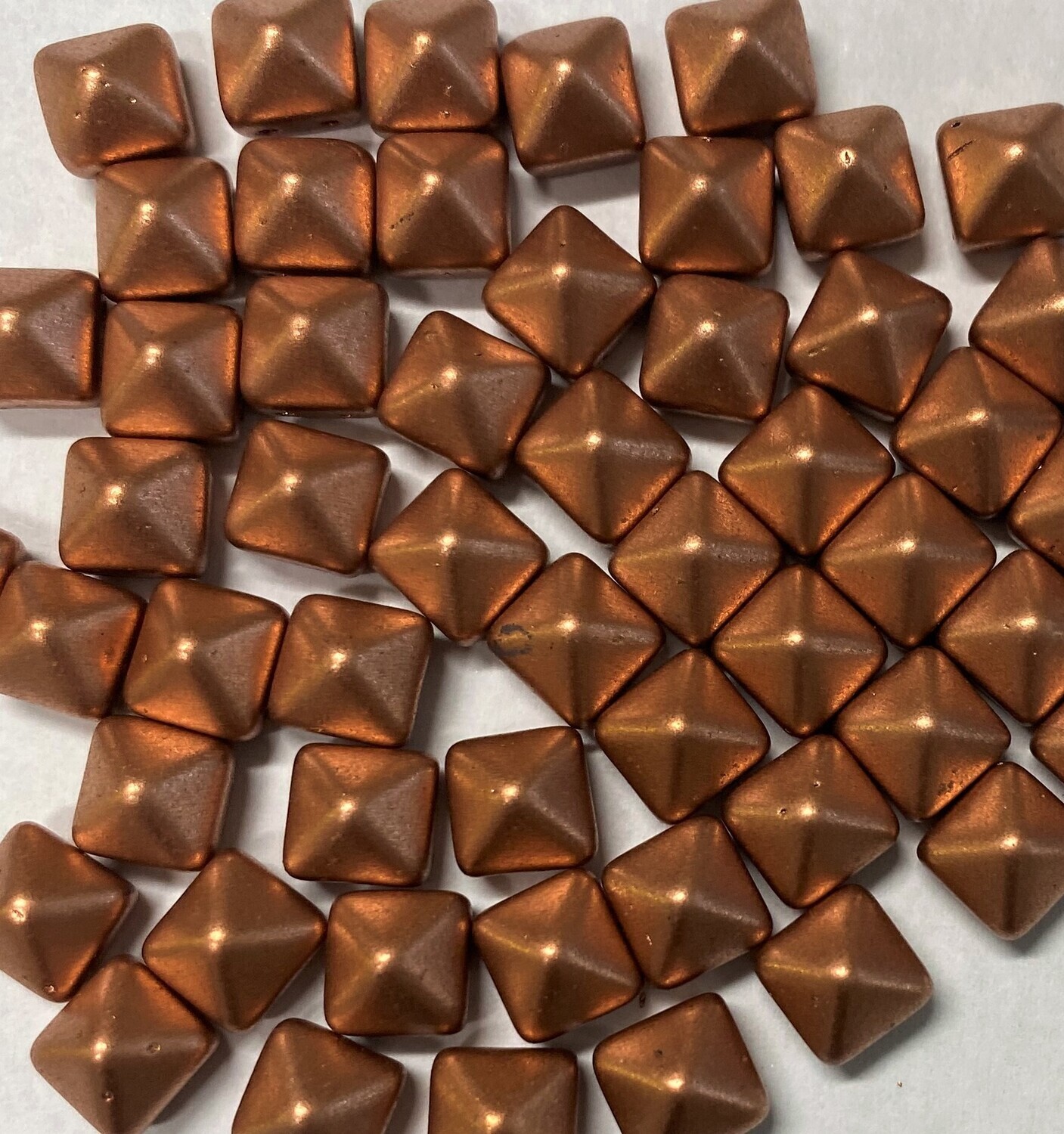 8mm Matte Copper Pyramid Czech Cabochons