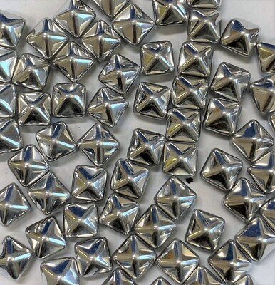 8mm Bright Silver Pyramid Czech Cabochons