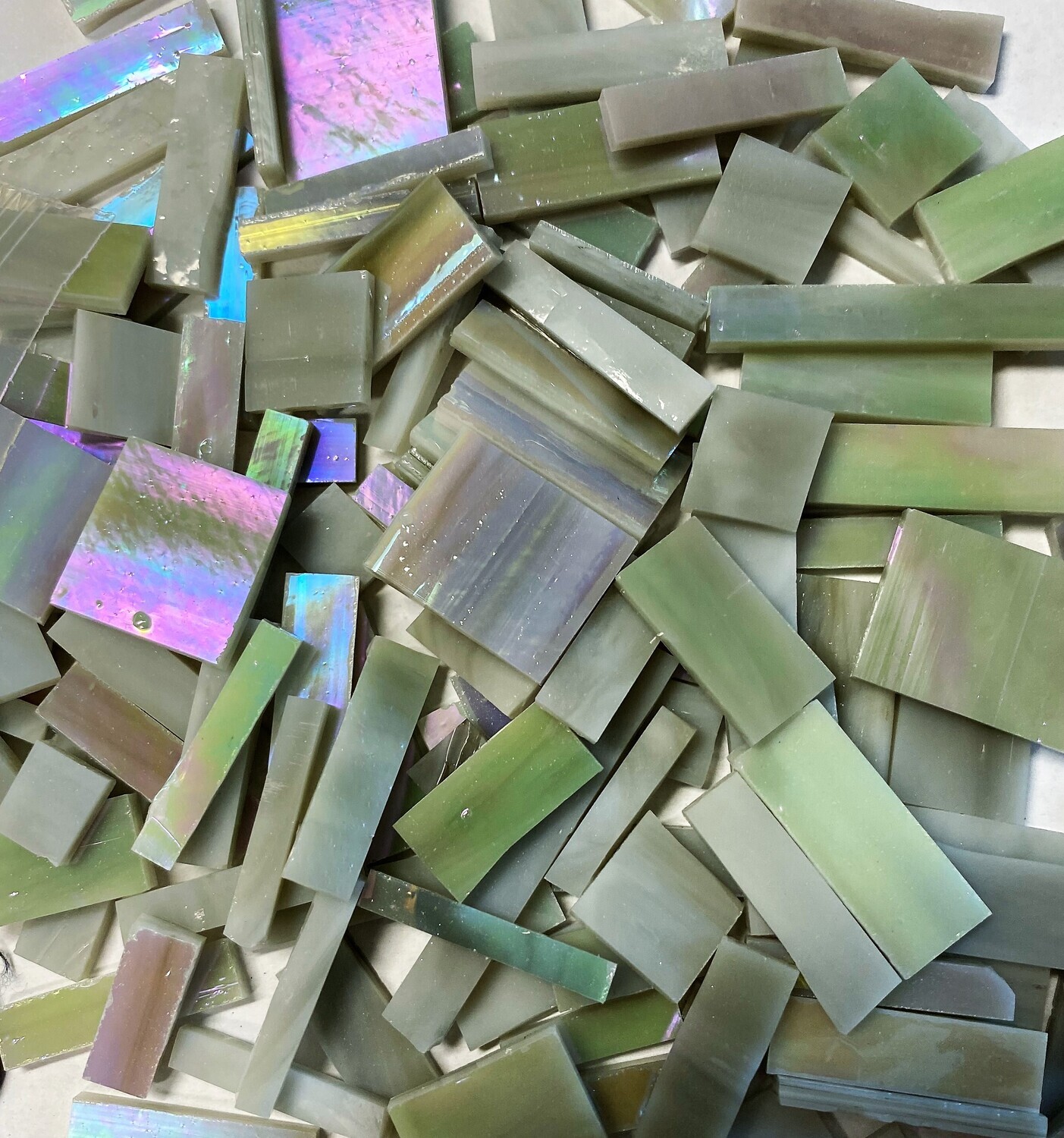 Iridescent Gray Stained Glass Offcuts 1/2 Lb