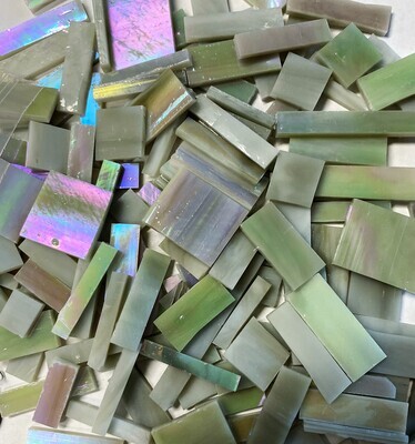 Iridescent Gray Stained Glass Offcuts 1/2 Lb