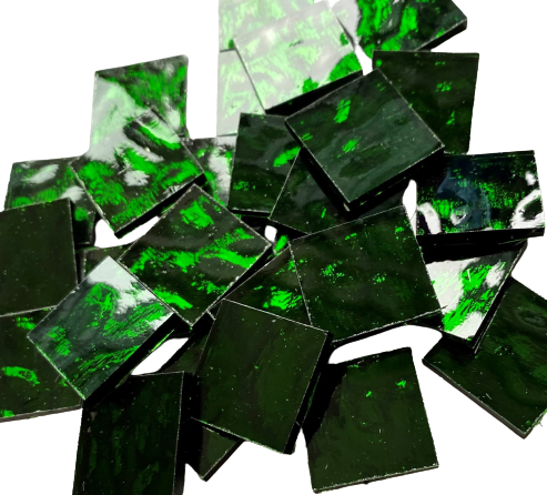 Emerald Green Waves Mirror Tiles